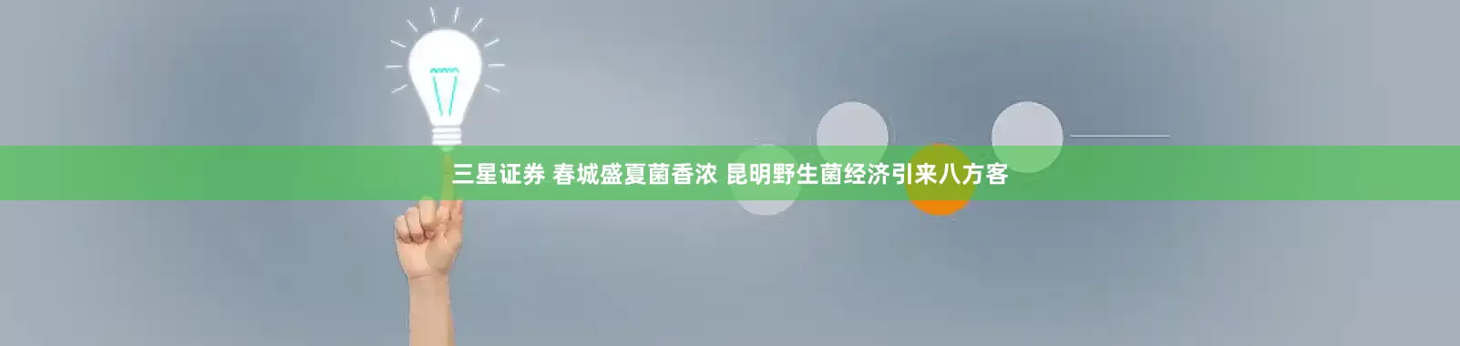 三星证券 春城盛夏菌香浓 昆明野生菌经济引来八方客