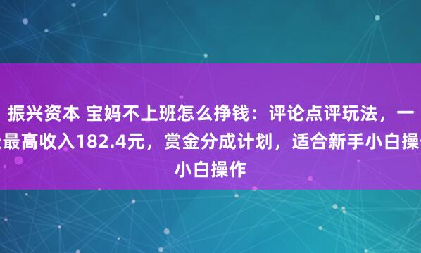振兴资本 宝妈不上班怎么挣钱：评论点评玩法，一天最高收入182.4元，赏金分成计划，适合新手小白操作